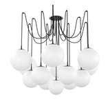 Featuring Spider Black Gunmetal Opal Matte Glass Cord Chandelier by Four Hands at Amethyst Home. Matte glass spheres float at varying lengths for a statement-making piece. Each globe is individually blown, shaped and sculpted by hand through a one-hour process. Matte glass is specially manufactured to evenly diffuse light. The finish on the brass frame i. Amethyst Home provides interior design, new home construction design consulting, vintage area rugs, and lighting in the Laguna Beach metro area.