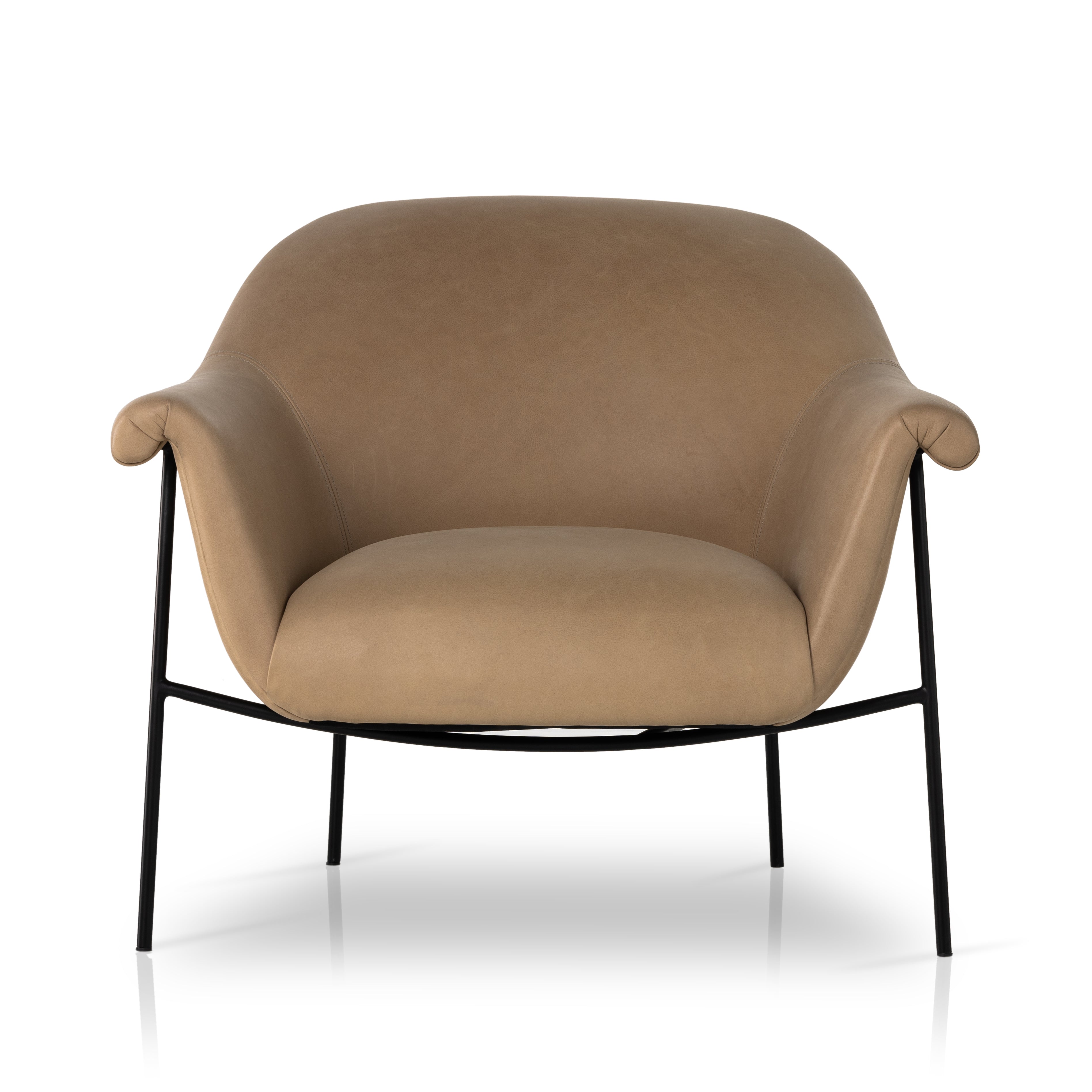 Featuring Suerte Chair - Palermo Nude by Four Hands at Amethyst Home. With a curvy silhouette and classic rolled arms, thick-cut leather lends a fresh feel to vintage-inspired accent seating, with an airy iron cradle base for a beautiful balance of scale.
Collection: FarrowColors: Palermo Nude ,Matte EbonyMaterials: Top Grain Leather ,IronOverall Dimensions: 35"W x 33.50"L x 31"H . Amethyst Home provides interior design, new construction, custom furniture, and area rugs in the Portland metro area.