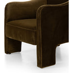 Featuring Sully Surrey Moss Chair by Four Hands at Amethyst Home. Shape-driven from top to bottom, this modern accent chair is tightly upholstered in a smooth cotton velvet fabric. Subtle highs and lows throughout the fabric change in appearance depending on the direction of the fabric's nap and the lighting in the room, bringing movement to the entire piece. S-spring construction e. Amethyst Home provides interior design, new construction, custom furniture, and area rugs in the Dallas metro area.