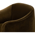 Featuring Sully Surrey Moss Chair by Four Hands at Amethyst Home. Shape-driven from top to bottom, this modern accent chair is tightly upholstered in a smooth cotton velvet fabric. Subtle highs and lows throughout the fabric change in appearance depending on the direction of the fabric's nap and the lighting in the room, bringing movement to the entire piece. S-spring construction . Amethyst Home provides interior design, new construction, custom furniture, and area rugs in the Houston metro area.