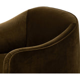 Featuring Sully Surrey Moss Chair by Four Hands at Amethyst Home. Shape-driven from top to bottom, this modern accent chair is tightly upholstered in a smooth cotton velvet fabric. Subtle highs and lows throughout the fabric change in appearance depending on the direction of the fabric's nap and the lighting in the room, bringing movement to the entire piece. S-spring construction . Amethyst Home provides interior design, new construction, custom furniture, and area rugs in the Houston metro area.