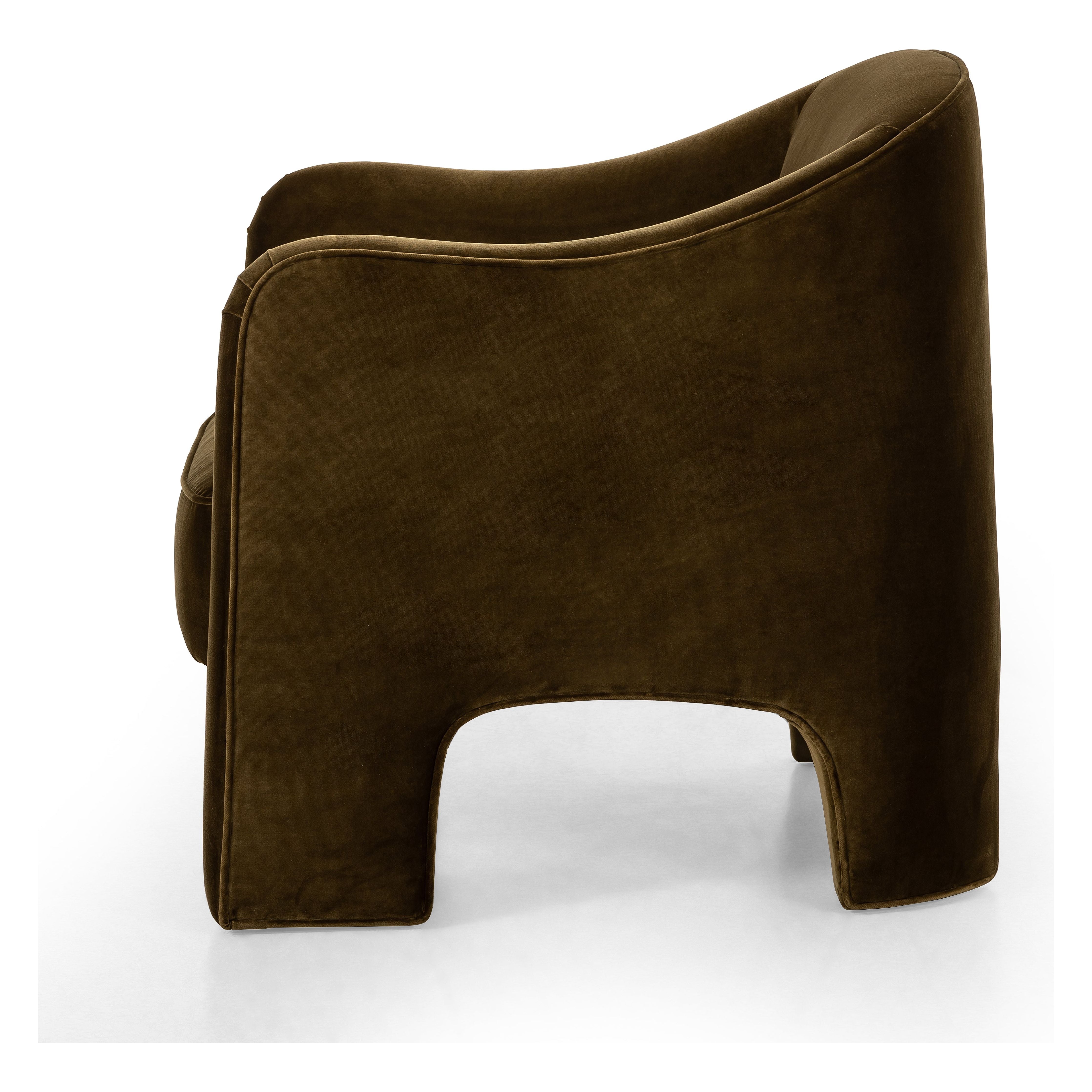 Featuring Sully Surrey Moss Chair by Four Hands at Amethyst Home. Shape-driven from top to bottom, this modern accent chair is tightly upholstered in a smooth cotton velvet fabric. Subtle highs and lows throughout the fabric change in appearance depending on the direction of the fabric's nap and the lighting in the room, bringing movement to the entire piece. S-spring constr. Amethyst Home provides interior design, new construction, custom furniture, and area rugs in the Salt Lake City metro area.