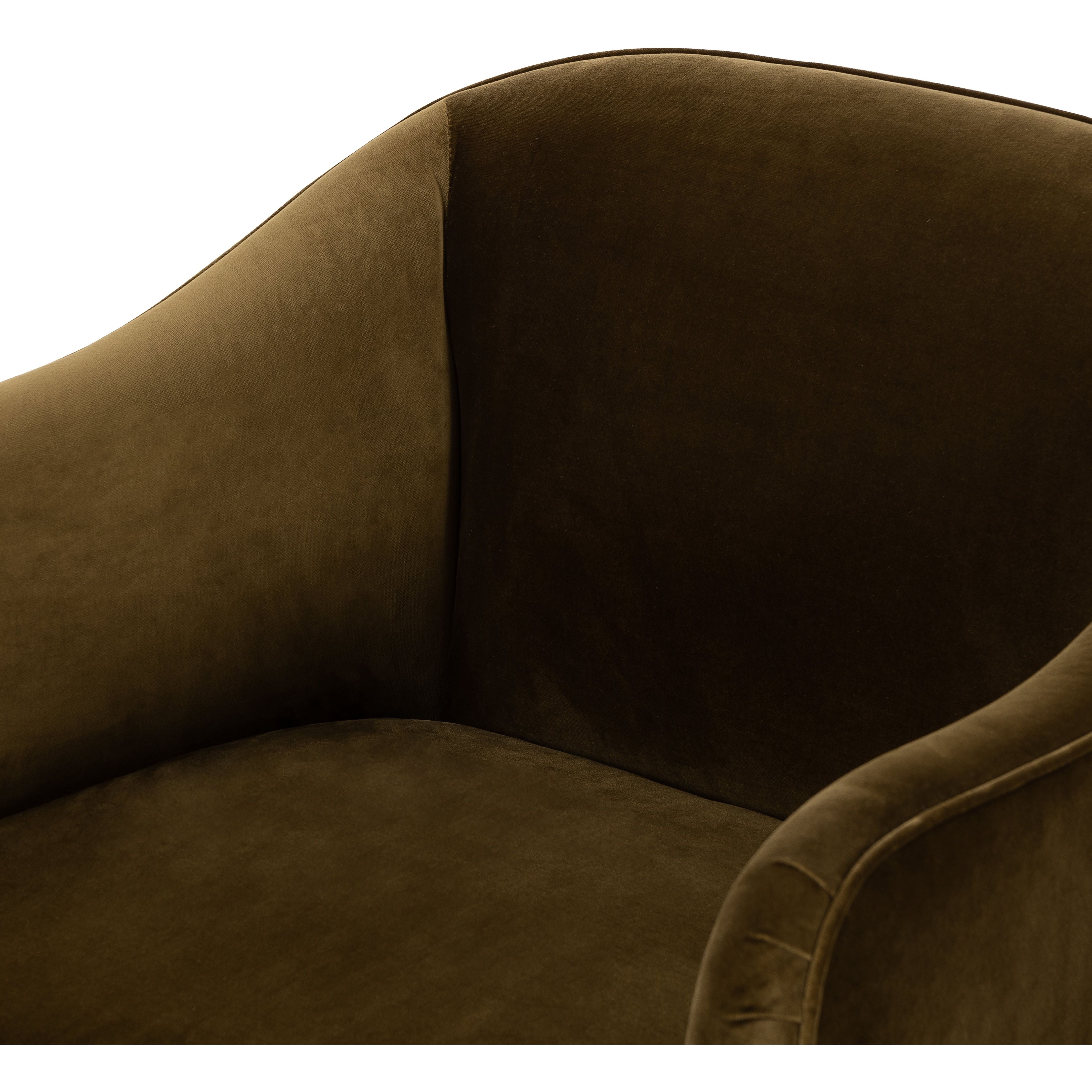 Featuring Sully Surrey Moss Chair by Four Hands at Amethyst Home. Shape-driven from top to bottom, this modern accent chair is tightly upholstered in a smooth cotton velvet fabric. Subtle highs and lows throughout the fabric change in appearance depending on the direction of the fabric's nap and the lighting in the room, bringing movement to the entire piece. S-spring constru. Amethyst Home provides interior design, new construction, custom furniture, and area rugs in the Winter Garden metro area.