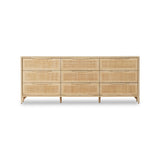 Natural mango encases nine spacious drawers of woven cane, for a textural look with eye-catching contrast. Amethyst Home provides interior design, new construction, custom furniture, and area rugs in the Boston metro area.