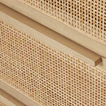 Natural mango encases nine spacious drawers of woven cane, for a textural look with eye-catching contrast. Amethyst Home provides interior design, new construction, custom furniture, and area rugs in the Newport Beach metro area.