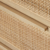 Natural mango encases nine spacious drawers of woven cane, for a textural look with eye-catching contrast. Amethyst Home provides interior design, new construction, custom furniture, and area rugs in the Newport Beach metro area.