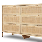 Natural mango encases nine spacious drawers of woven cane, for a textural look with eye-catching contrast. Amethyst Home provides interior design, new construction, custom furniture, and area rugs in the Omaha metro area.