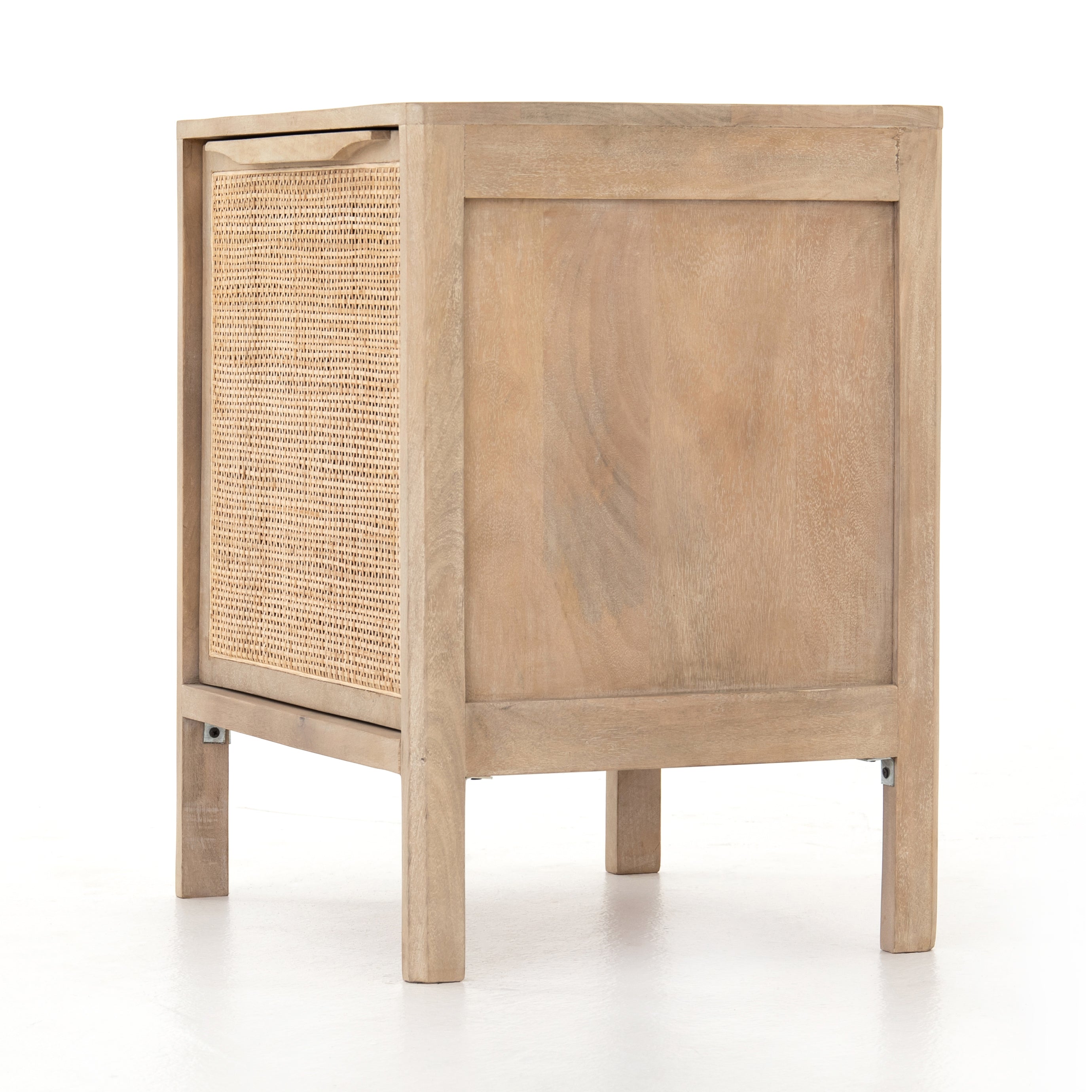 Natural mango frames inset woven cane, for a light, textural look with fresh organic allure. Removable interior shelf for clever convenience. Amethyst Home provides interior design, new construction, custom furniture, and area rugs in the Des Moines metro area.