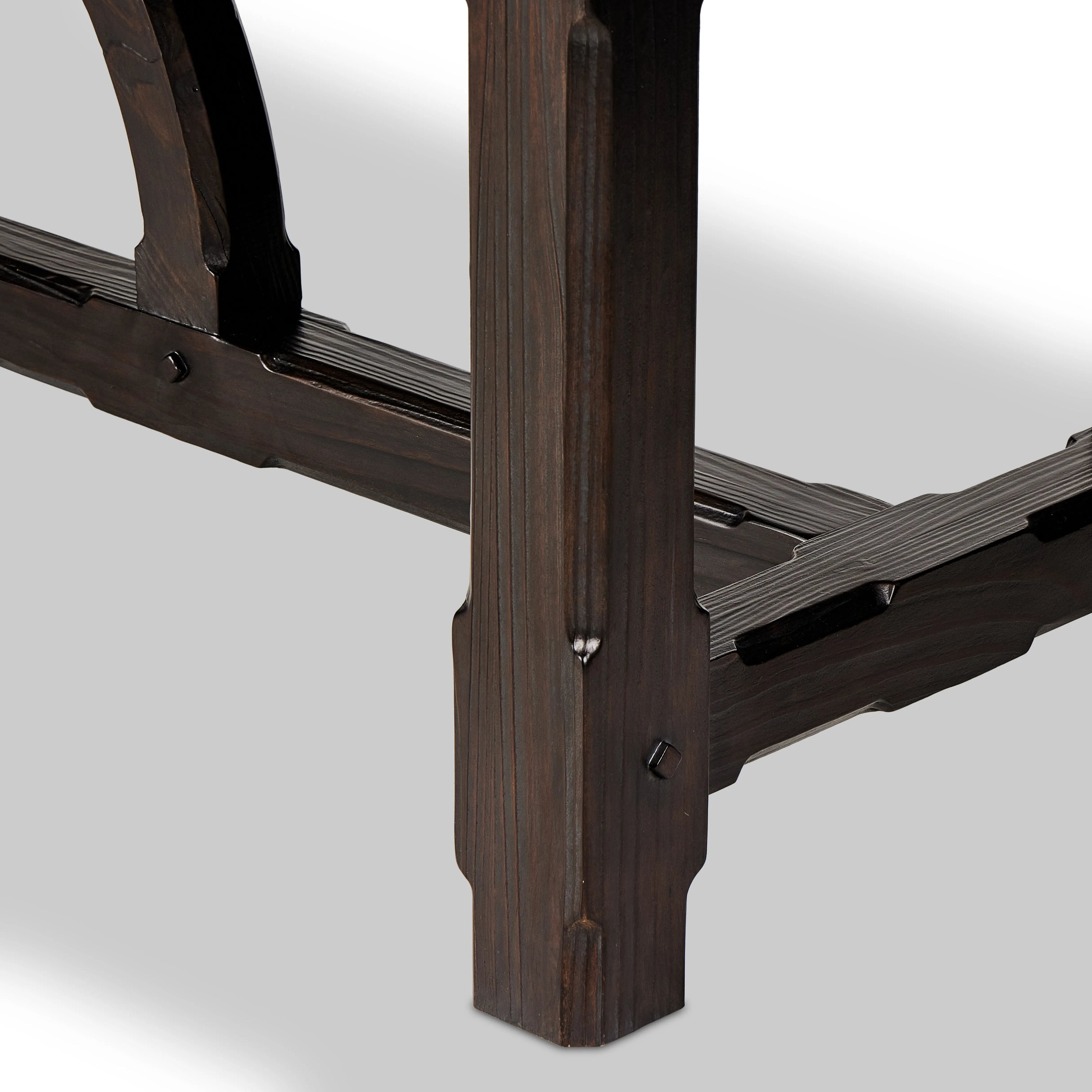 Featuring Arch Dining Table by Four Hands at Amethyst Home. Dark brown-finished pine shapes a beautifully arched harvest table. Seats 12. Beautiful pine with a timeless and durable aesthetic.Overall Dimensions: 44"W x 120"L x 30"HClearance from Floor: 4.75"Distance Between Legs (Front to Back): 18.25"Distance Between Legs (Side to Side): 84.50"Overhang: . Amethyst Home provides interior design, new home construction design consulting, vintage area rugs, and lighting in the Laguna Beach metro area.