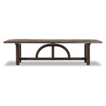 Featuring Arch Dining Table by Four Hands at Amethyst Home. Dark brown-finished pine shapes a beautifully arched harvest table. Seats 12. Beautiful pine with a timeless and durable aesthetic.Overall Dimensions: 44"W x 120"L x 30"HClearance from Floor: 4.75"Distance Between Legs (Front to Back): 18.25"Distance Between Legs (Side to Side): 84.50"Overhang: 13.. Amethyst Home provides interior design, new home construction design consulting, vintage area rugs, and lighting in the Park City metro area.