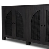 Featuring Tilda Black Wash Mango 6 Door Sideboard by Four Hands at Amethyst Home. Grand in scale and presence. Black-washed mango encases arched cane door panels featuring black-finished iron hardware, meeting a forward-thinking material mix with monochromatic vibes.
Collection: LeightonColors: Black Wash Mango ,Black Iron ,Black Circle CaneMaterials: Solid Mango ,Iron ,Cane. Amethyst Home provides interior design, new construction, custom furniture, and area rugs in the Salt Lake City metro area.