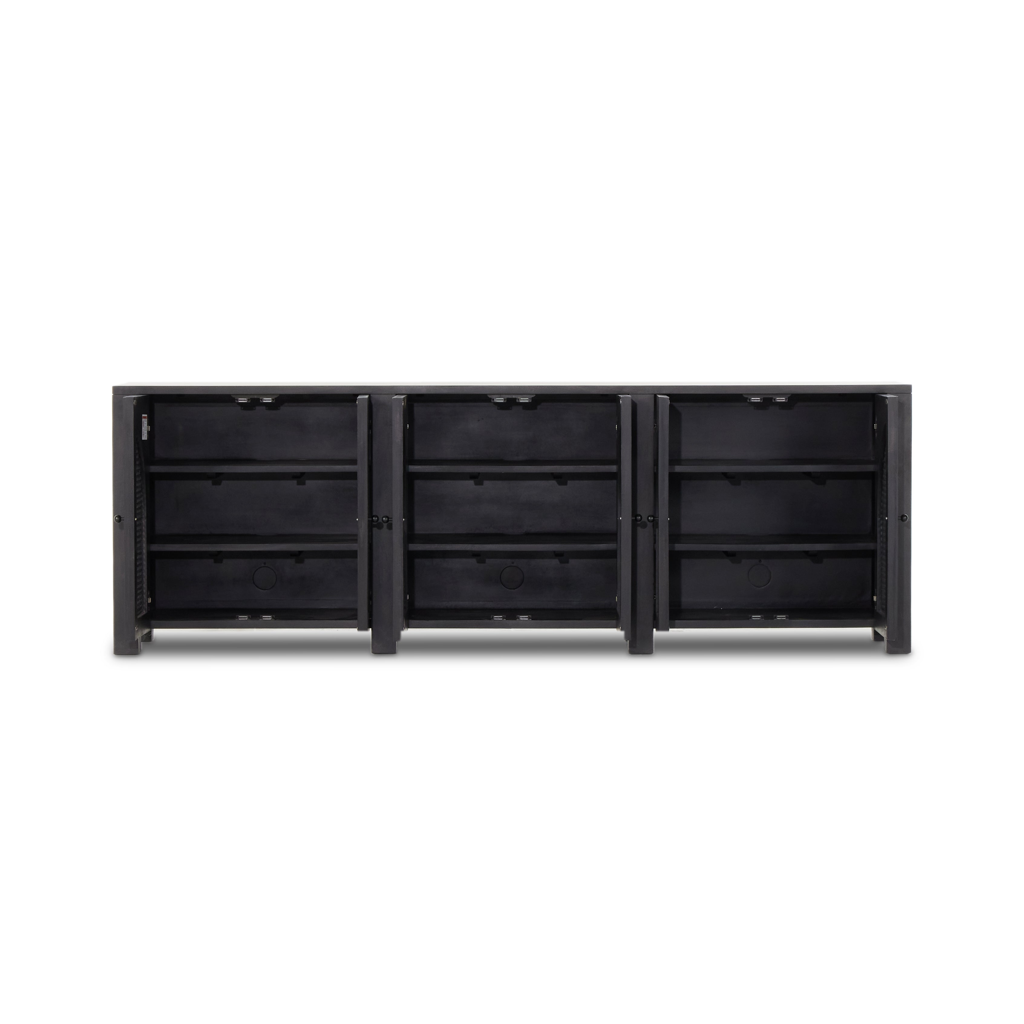 Featuring Tilda Black Wash Mango 6 Door Sideboard by Four Hands at Amethyst Home. Grand in scale and presence. Black-washed mango encases arched cane door panels featuring black-finished iron hardware, meeting a forward-thinking material mix with monochromatic vibes.
Collection: LeightonColors: Black Wash Mango ,Black Iron ,Black Circle CaneMaterials: Solid Mango ,Iron ,CaneOverall D. Amethyst Home provides interior design, new construction, custom furniture, and area rugs in the Tampa metro area.