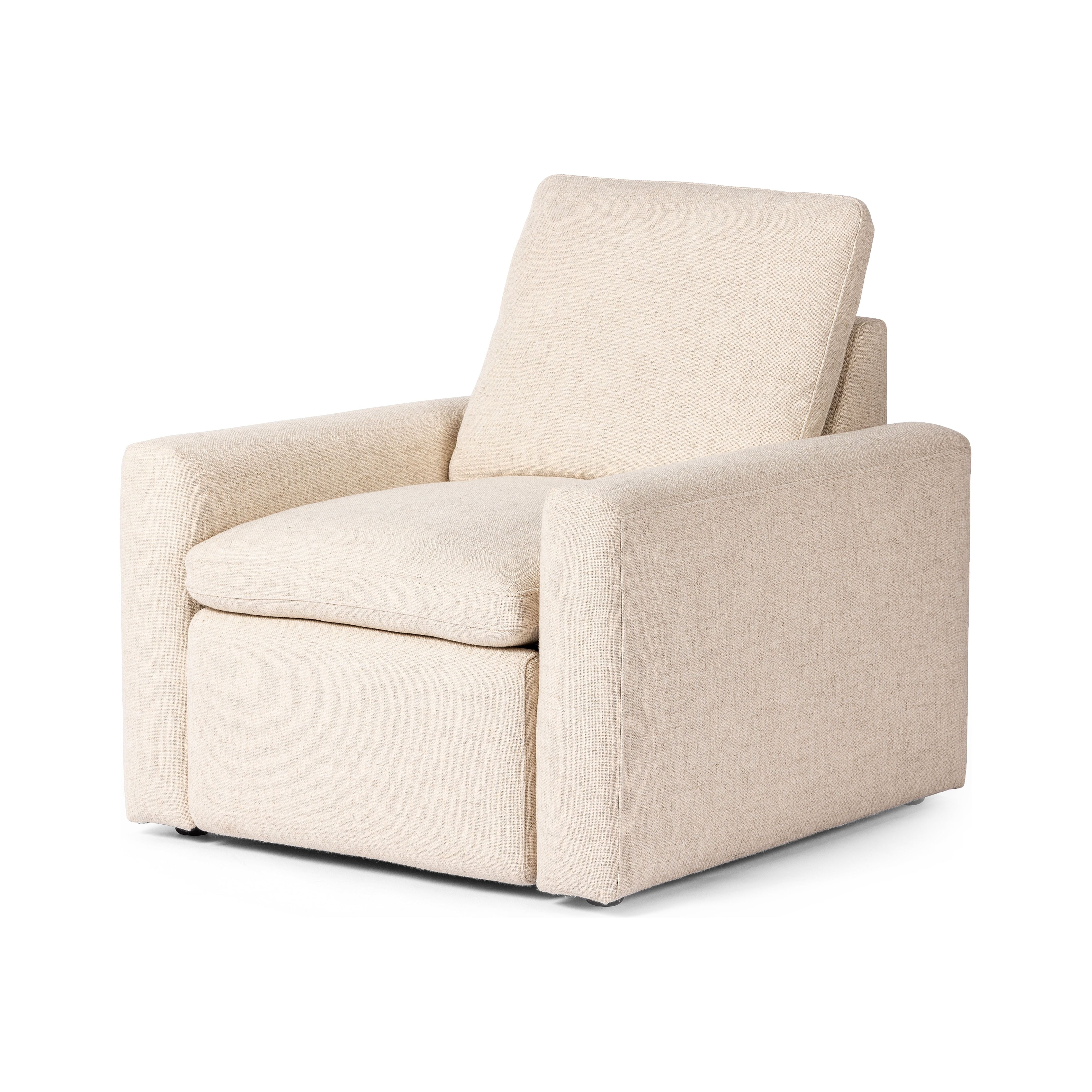 A modern, elevated take on the traditional recliner sectional. Customize your comfort level with the push of hidden buttons with pieces in our Power Motion collection. Recliner features a slightly higher seat and backrest, low, sleek arms, and a motion footrest. Plush feather-blend cushions create a relaxed look and feel. Fluff cushions regularly to maintain appearance. Amethyst Home provides interior design, new construction, custom furniture, and area rugs in the Newport Beach metro area.