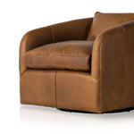 Featuring Topanga Heirloom Sienna Swivel Chair by Four Hands at Amethyst Home. Angled arms and a single pillow create a laid-back look, with a 360-degree swivel for ease in your office or living room. Sourced from one of the oldest family-owned tanneries in Italyâ€™s Bassano del Grappa, our top-grain heirloom leather covering is salvaged and processed from upcycled hides featuring a. Amethyst Home provides interior design, new construction, custom furniture, and area rugs in the Austin metro area.