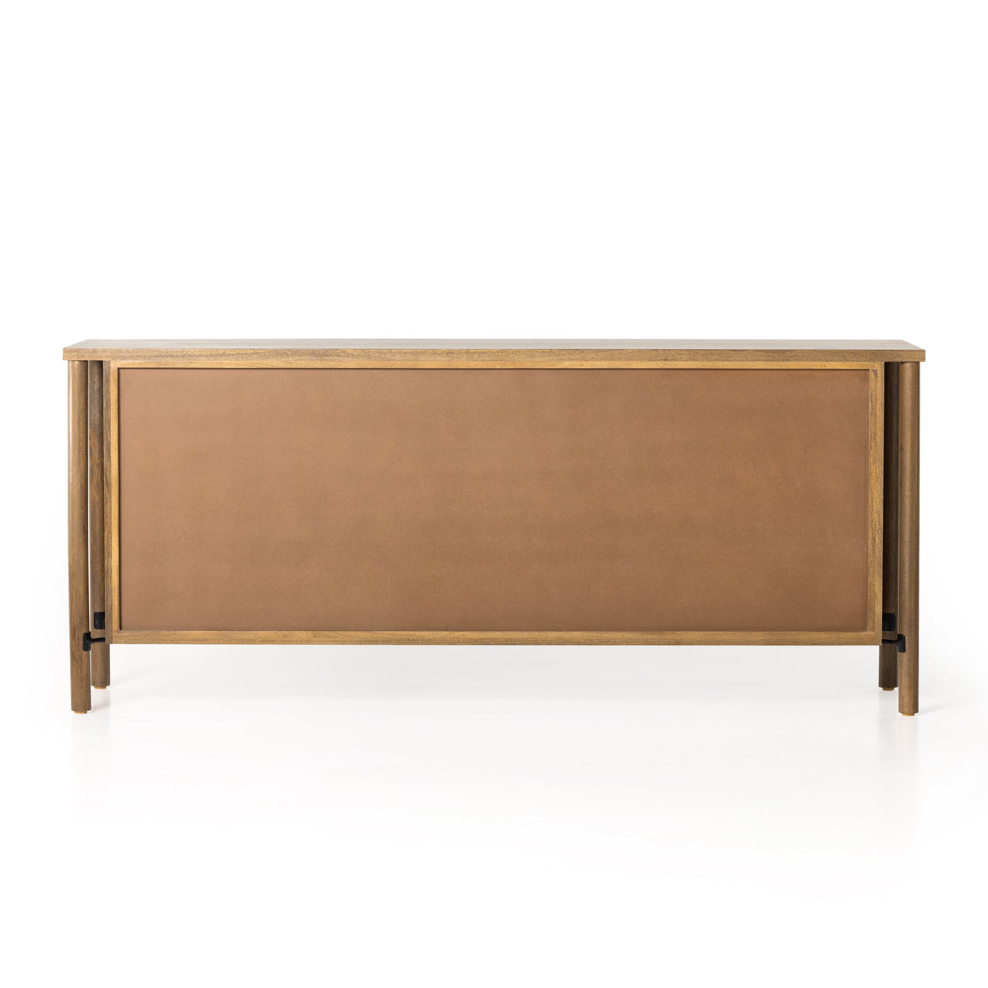 The Veta Taupe Cane Sideboard's modern weave pattern refreshes an ever-trending material. Solid mango encases cane door fronts with a unique taupe finish and textural basket weave. Dowel legs separate from casing for a float-like look. Spacious interior perfect for storing table linens and serveware. Amethyst Home provides interior design services, furniture, rugs, and lighting in the Kansas City metro area.