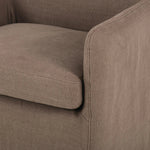 Featuring Westcott Brussels Mushroom Slipcover Dining Chair by Four Hands at Amethyst Home. A classic slipcovered dining chair in an earthy mushroom hue pairs elegance and comfort. With rounded arms and a back height of 35", the chair is taller than the standard size and exudes quiet luxury.Collection: KensingtonColors: Brussels MushroomMaterials: 100% Fla. Amethyst Home provides interior design, new home construction design consulting, vintage area rugs, and lighting in the Des Moines metro area.