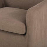 Featuring Westcott Brussels Mushroom Slipcover Dining Chair by Four Hands at Amethyst Home. A classic slipcovered dining chair in an earthy mushroom hue pairs elegance and comfort. With rounded arms and a back height of 35", the chair is taller than the standard size and exudes quiet luxury.Collection: KensingtonColors: Brussels MushroomMaterials: 100% Fla. Amethyst Home provides interior design, new home construction design consulting, vintage area rugs, and lighting in the Des Moines metro area.