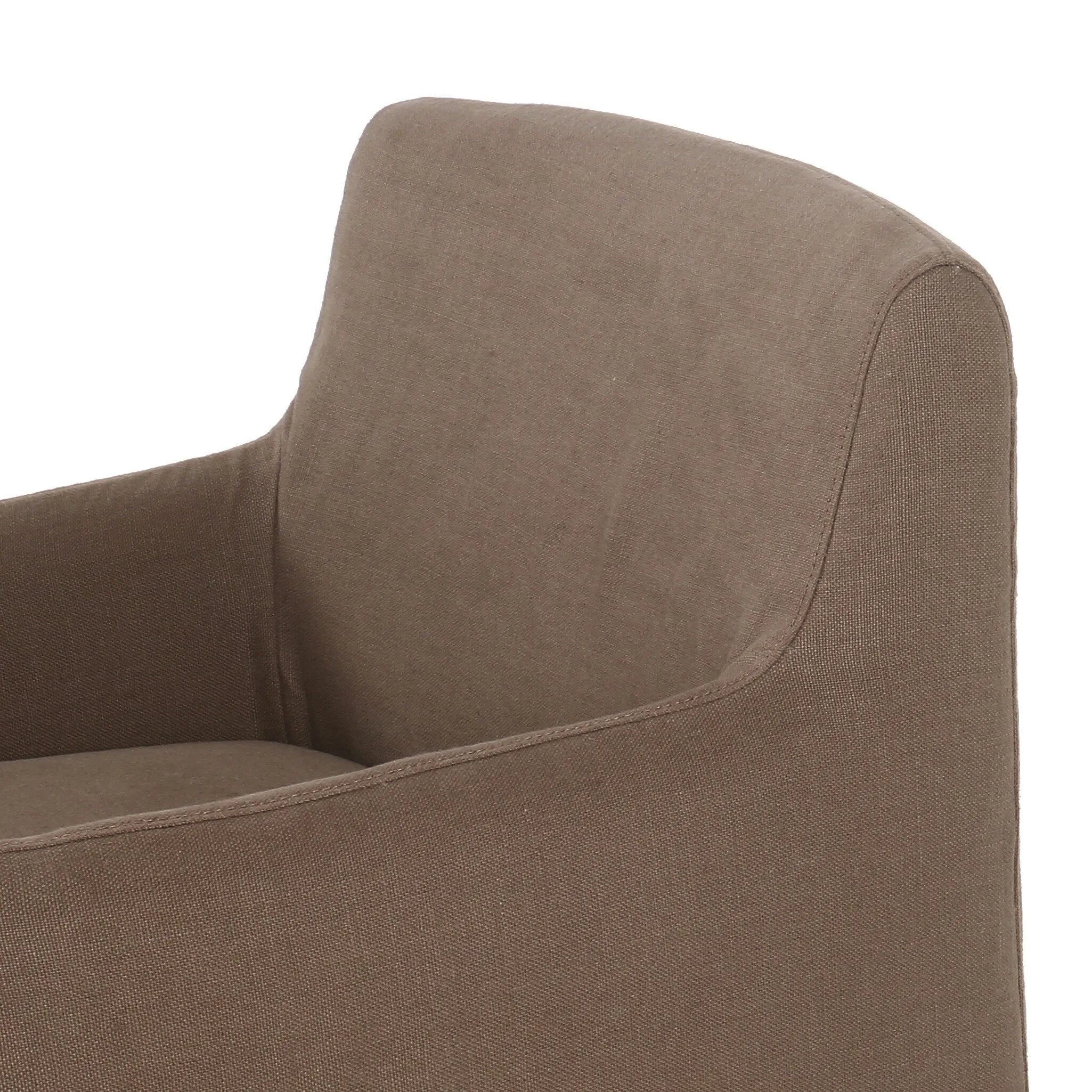 Featuring Westcott Brussels Mushroom Slipcover Dining Chair by Four Hands at Amethyst Home. A classic slipcovered dining chair in an earthy mushroom hue pairs elegance and comfort. With rounded arms and a back height of 35", the chair is taller than the standard size and exudes quiet luxury.Collection: KensingtonColors: Brussels MushroomMaterials: 100% Flax/. Amethyst Home provides interior design, new home construction design consulting, vintage area rugs, and lighting in the Monterey metro area.