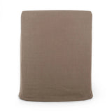 Featuring Westcott Brussels Mushroom Slipcover Dining Chair by Four Hands at Amethyst Home. A classic slipcovered dining chair in an earthy mushroom hue pairs elegance and comfort. With rounded arms and a back height of 35", the chair is taller than the standard size and exudes quiet luxury.Collection: KensingtonColors: Brussels MushroomMaterials: 100% Fla. Amethyst Home provides interior design, new home construction design consulting, vintage area rugs, and lighting in the Washington metro area.