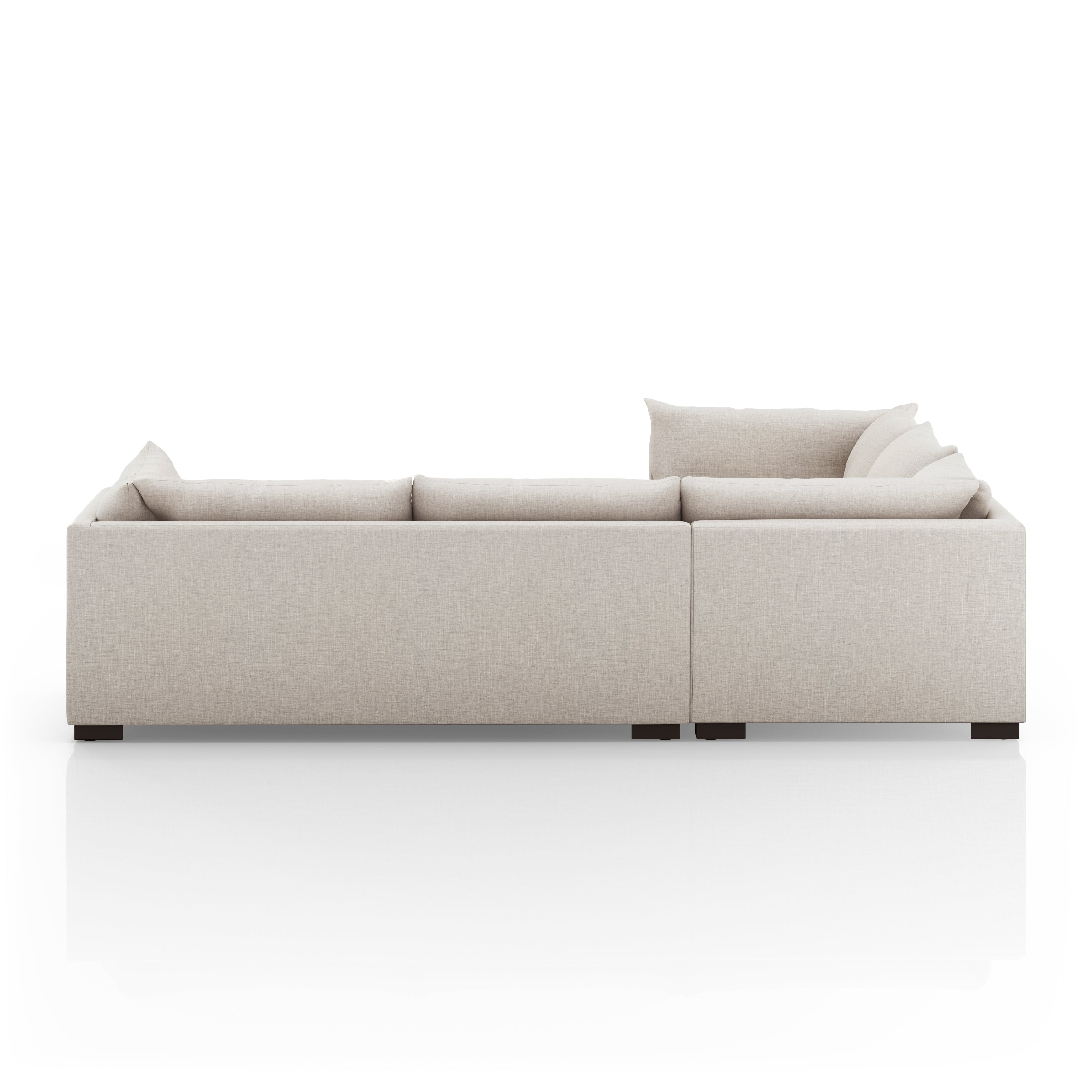 Westwood Bennett Moon 3-PC Sectional's clean-lined and simply styled, high-performance fabric places a family-friendly twist on the quintessential sectional. A wooden base keeps things classy while casual. Various configuration options offer flexibility in any size space. Amethyst Home provides interior design, new home construction design consulting, vintage area rugs, and lighting in the Boston metro area.