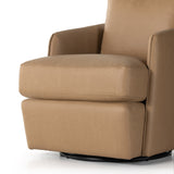 Featuring Whittaker Nantucket Taupe Swivel Chair by Four Hands at Amethyst Home. Atop a 360-degree swivel sits ultra-cushioned seating upholstered in scratch- and water-resistant high-performance leather that's luxurious and sensible. Performance fabrics are specially created to withstand spills, stains, high traffic and wear, ensuring long-term comfort and unmatched durability.. Amethyst Home provides interior design, new construction, custom furniture, and area rugs in the Scottsdale metro area.