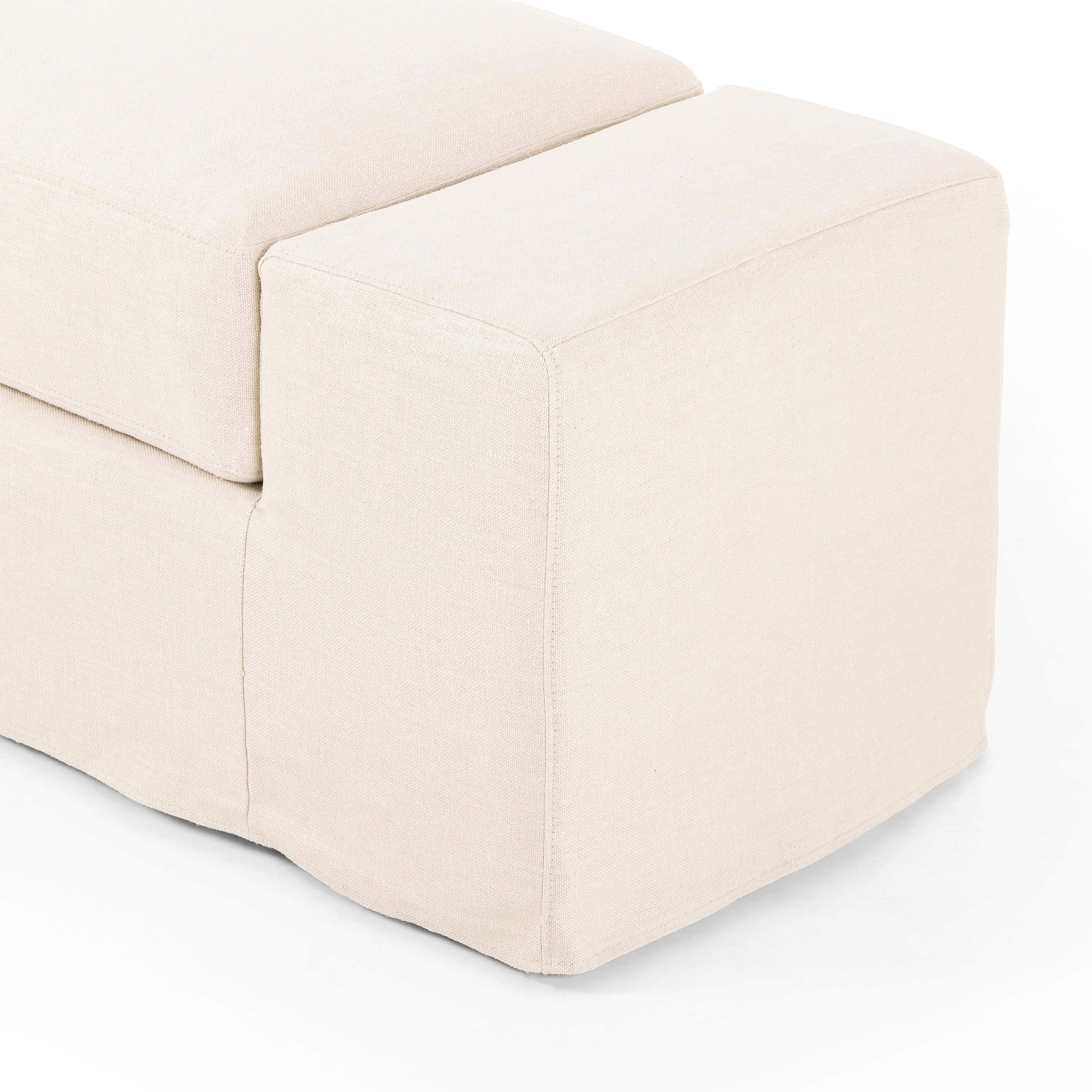 Featuring Wide Arm Natural Slipcover Accent Bench by Four Hands at Amethyst Home. Bold dimensions define this monolithic accent bench. Durable and soft to the touch, Libeco™-sourced linens are artisan-made and free of toxic chemicals. Slipcovered styles are fully removable and machine-washable for easy care.Overall Dimensions: 78.50"W x 20"L x 20"HColors:. Amethyst Home provides interior design, new home construction design consulting, vintage area rugs, and lighting in the Kansas City metro area.
