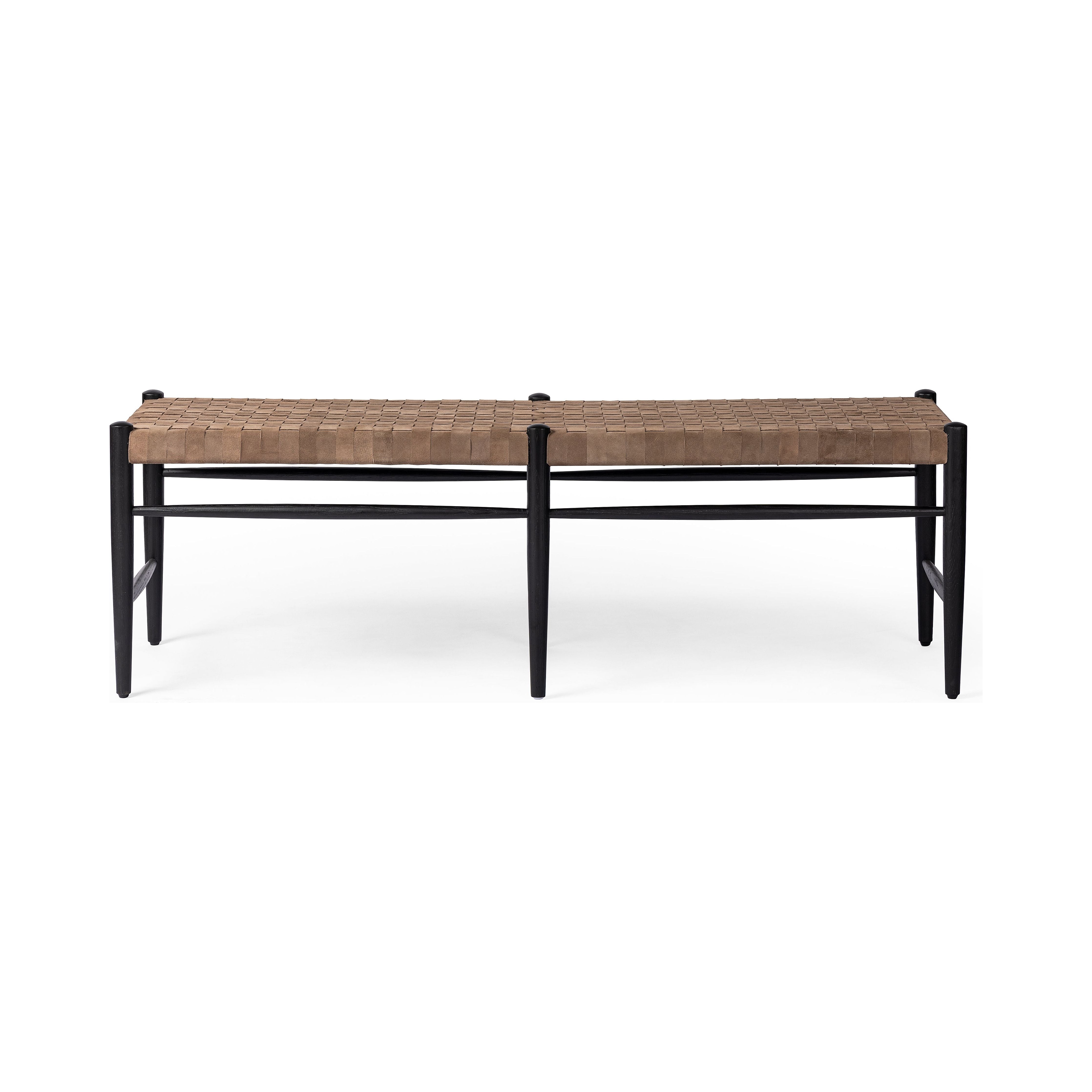 Featuring Wyatt Drifted Matte Black Bench by Four Hands at Amethyst Home. Coffee-colored top-grain leather is woven for a textural sit, paired with oak legs finished in a classic black.Overall Dimensions: 57"W x 17"L x 19"H
Collection: IrondaleColors: Drifted Black ,Coffee SuedeMaterials: Solid Oak ,Top Grain Leather Weight: 19.4 lbs. Amethyst Home provides interior design, new construction, custom furniture, and area rugs in the Calabasas metro area.