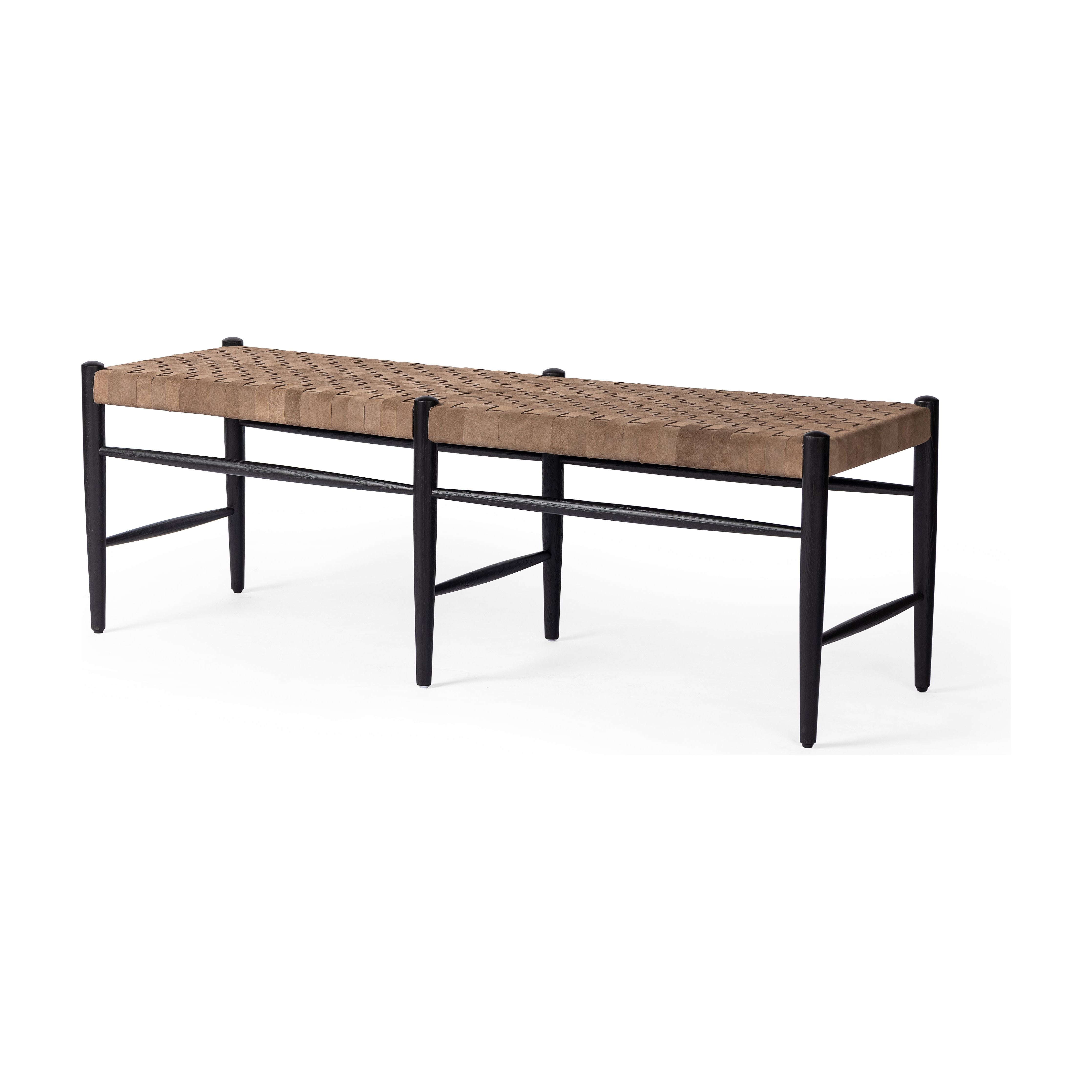 Featuring Wyatt Drifted Matte Black Bench by Four Hands at Amethyst Home. Coffee-colored top-grain leather is woven for a textural sit, paired with oak legs finished in a classic black.Overall Dimensions: 57"W x 17"L x 19"H
Collection: IrondaleColors: Drifted Black ,Coffee SuedeMaterials: Solid Oak ,Top Grain Leather Weight: 19.4 lbs. Amethyst Home provides interior design, new construction, custom furniture, and area rugs in the Dallas metro area.