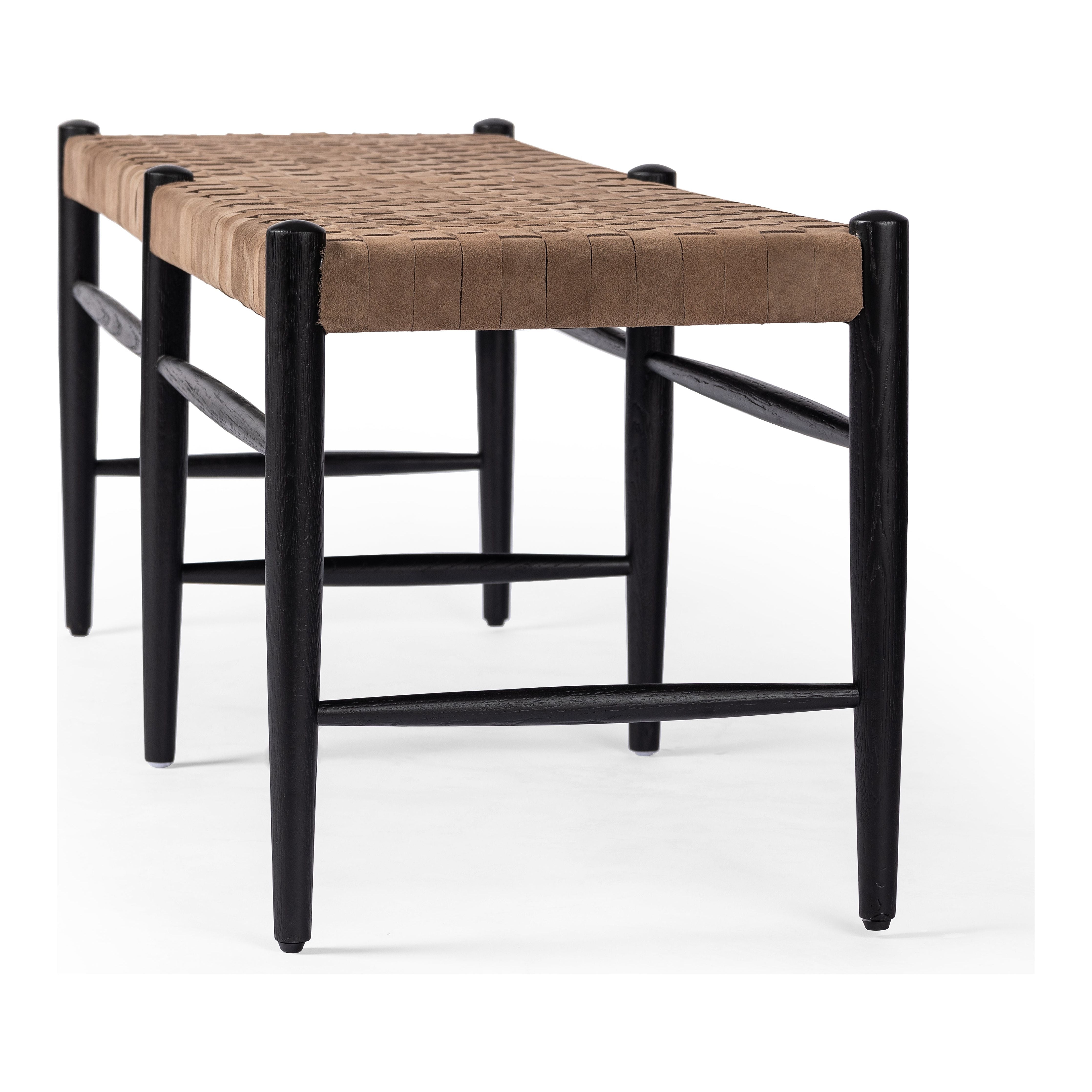 Featuring Wyatt Drifted Matte Black Bench by Four Hands at Amethyst Home. Coffee-colored top-grain leather is woven for a textural sit, paired with oak legs finished in a classic black.Overall Dimensions: 57"W x 17"L x 19"H
Collection: IrondaleColors: Drifted Black ,Coffee SuedeMaterials: Solid Oak ,Top Grain Leather Weight: 19.4 lbs. Amethyst Home provides interior design, new construction, custom furniture, and area rugs in the Newport Beach metro area.
