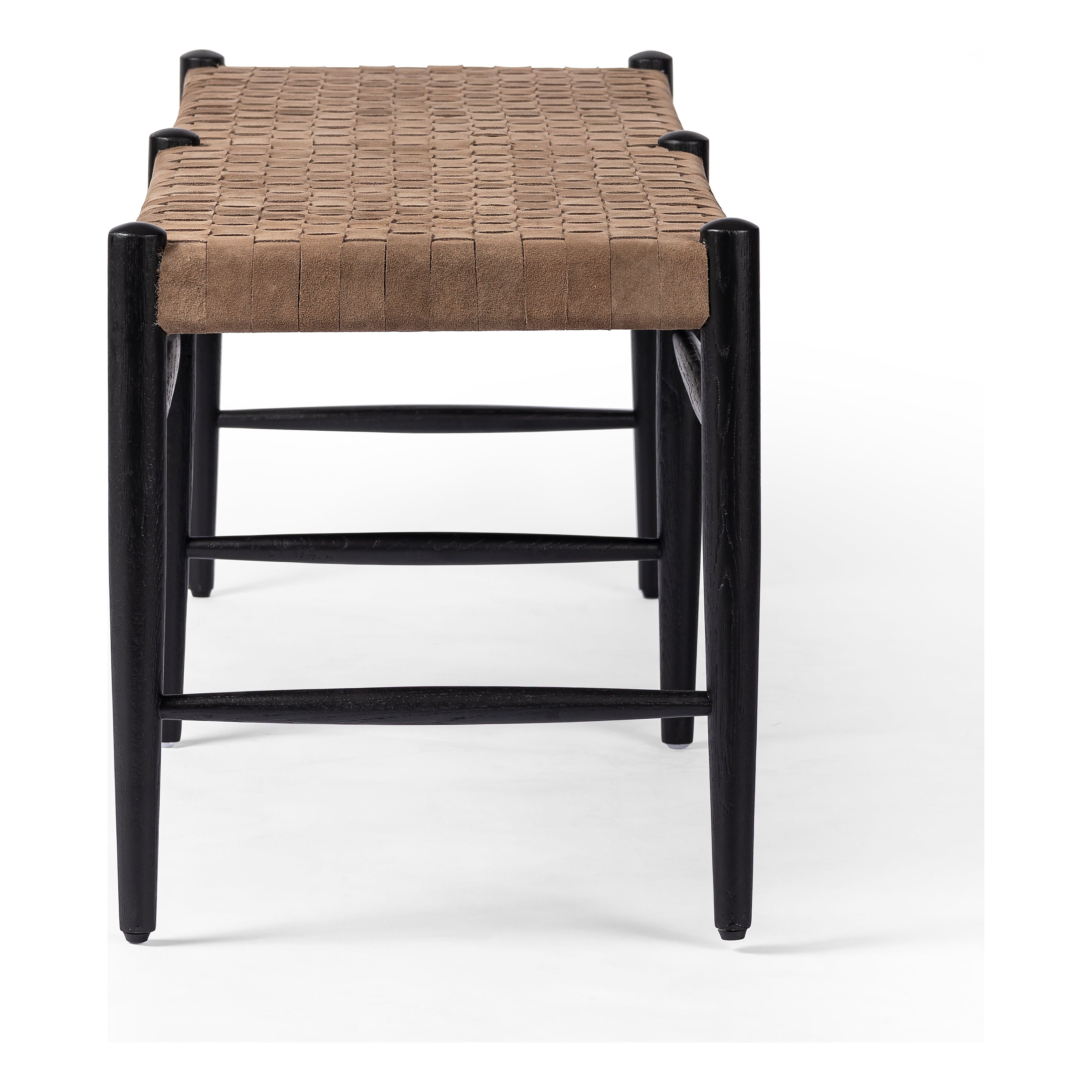 Featuring Wyatt Drifted Matte Black Bench by Four Hands at Amethyst Home. Coffee-colored top-grain leather is woven for a textural sit, paired with oak legs finished in a classic black.Overall Dimensions: 57"W x 17"L x 19"H
Collection: IrondaleColors: Drifted Black ,Coffee SuedeMaterials: Solid Oak ,Top Grain Leather Weight: 19.4 lbs. Amethyst Home provides interior design, new construction, custom furniture, and area rugs in the Winter Garden metro area.