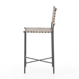 We love the textured look of the Garza Smoke Grey Bar + Counter Stool. The slim, black finished iron frame brings a modern farmhouse look to any kitchen or dining area. 
