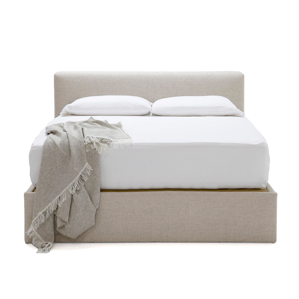 The modern Hayden Bed by Verellen is sturdy and comfy. This cozy bed features:  platform style bed – accommodates mattress only sits on glides available slipcovered or upholstered double needle stitch detail not available with boxspring Available in twin, full, queen, king, and California king.