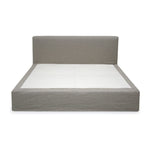 The modern Hayden Bed by Verellen is sturdy and comfy. This cozy bed features:  platform style bed – accommodates mattress only sits on glides available slipcovered or upholstered double needle stitch detail not available with boxspring Available in twin, full, queen, king, and California king.