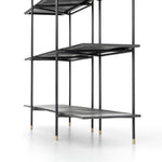 Featuring Vito Bookshelf by Four Hands at Amethyst Home. Modern industrial design gets softened by fine lines with this Vito Bookshelf. Wide planks of distressed iron offer plenty of space for the display of books and treasured items. Brass-capped feet add a feminine finishing touch.
Overall Dimensions: 63"W x 16.5"L x 71"H
Colors: Distressed Iron, Brass Pa.  Amethyst Home provides interior design, new home construction design consulting, vintage area rugs, and lighting in the Monterey metro area.