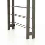 Featuring Wine Rack by Four Hands at Amethyst Home. Store – and sip – in style. Tall, wall-mountable iron wine rack is finished in gunmetal, with open shelving for proper storage and stylish display of favorite wines. Anchors included.
Overall Dimensions: 32"W x 5.75"L x 72"H
Colors: GunmetalMaterials: IronWeight: 37.48 lbVolume: 13.07 cu ft.  Amethyst Home provides interior design, new home construction design consulting, vintage area rugs, and lighting in the Nashville metro area.