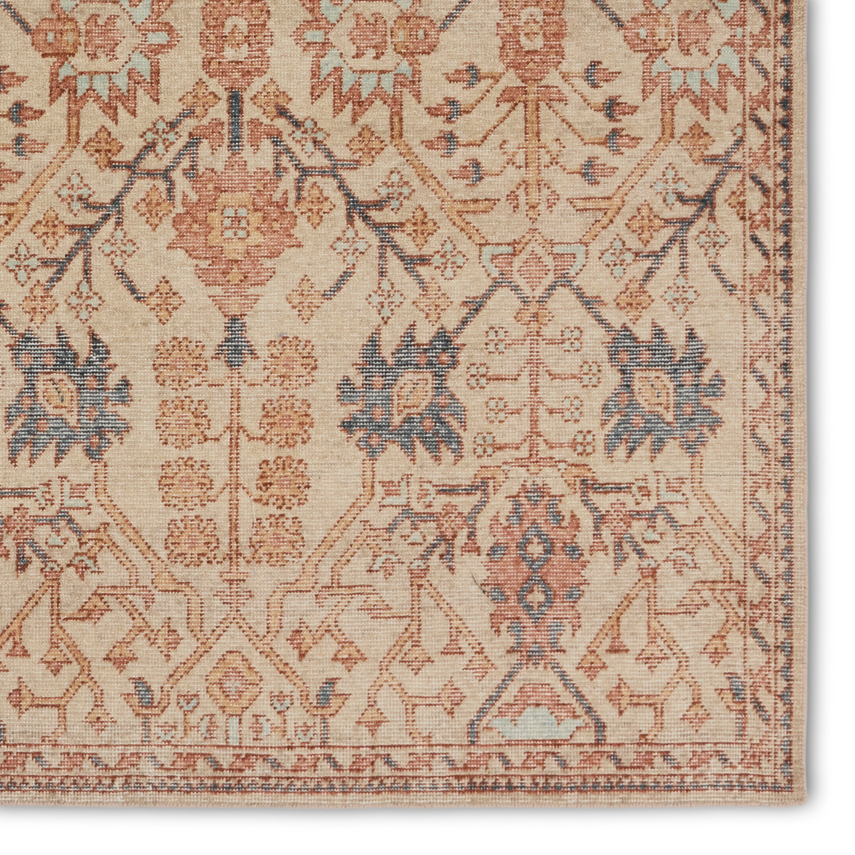 The Eden collection pairs fresh, vibrant colors with provincial Persian motifs for the perfect blend of new and time-honored. This hand-knotted wool rug features a hand-sheared quality that lends the design a perfectly vintage and a lovingly worn look. The earthy tones of the Solanine rug provide an inviting and grounding accent to any heavily trafficked and well-lived rooms in the home. Amethyst Home provides interior design, new construction, custom furniture, and area rugs in the Miami metro area.