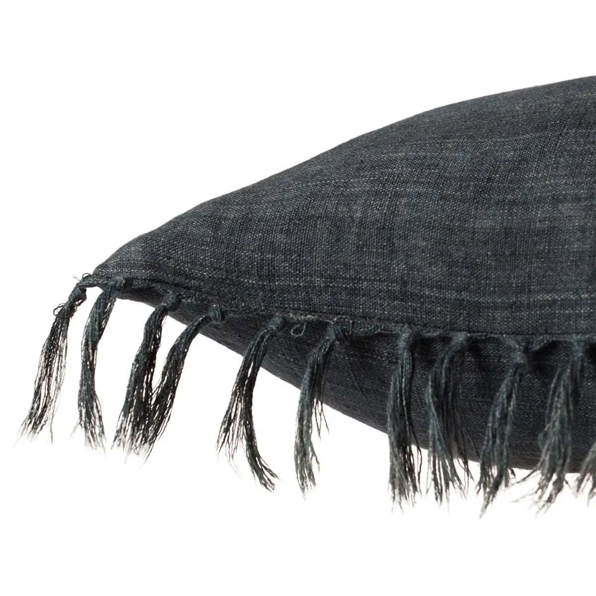 Featuring Jemina Dark Slate Pillow by Jaipur Living at Amethyst Home. The Jemina Dark Slate Pillow boasts an assortment of relaxed linen designs with rustic-style knotted tassels lining the sides. The comfortable Majere throw pillow delights with a bold navy hue and subtle bohemian vibe that perfectly accents sofas, chairs, and beds alike. This casual yet sophisticated pillow thrives in indoor . Amethyst Home provides interior design services, furniture, rugs, and lighting in the Omaha metro area.
