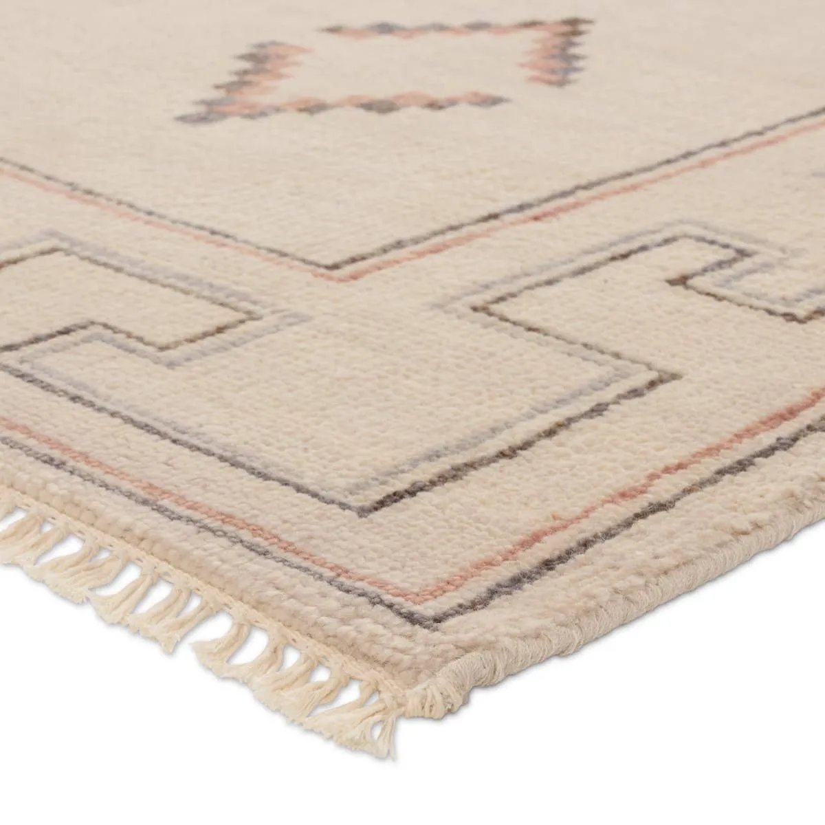 The hand-knotted Jinsen collection features a fresh incarnation of the vintage Turkish textile look. Classic in pattern and modern in color, the Alamo rug boasts a beautiful palette of cream, beige, gold, and brown, featuring distinct dye-lot details and subtle fringe. Amethyst Home provides interior design, new home construction design consulting, vintage area rugs, and lighting in the Scottsdale metro area.