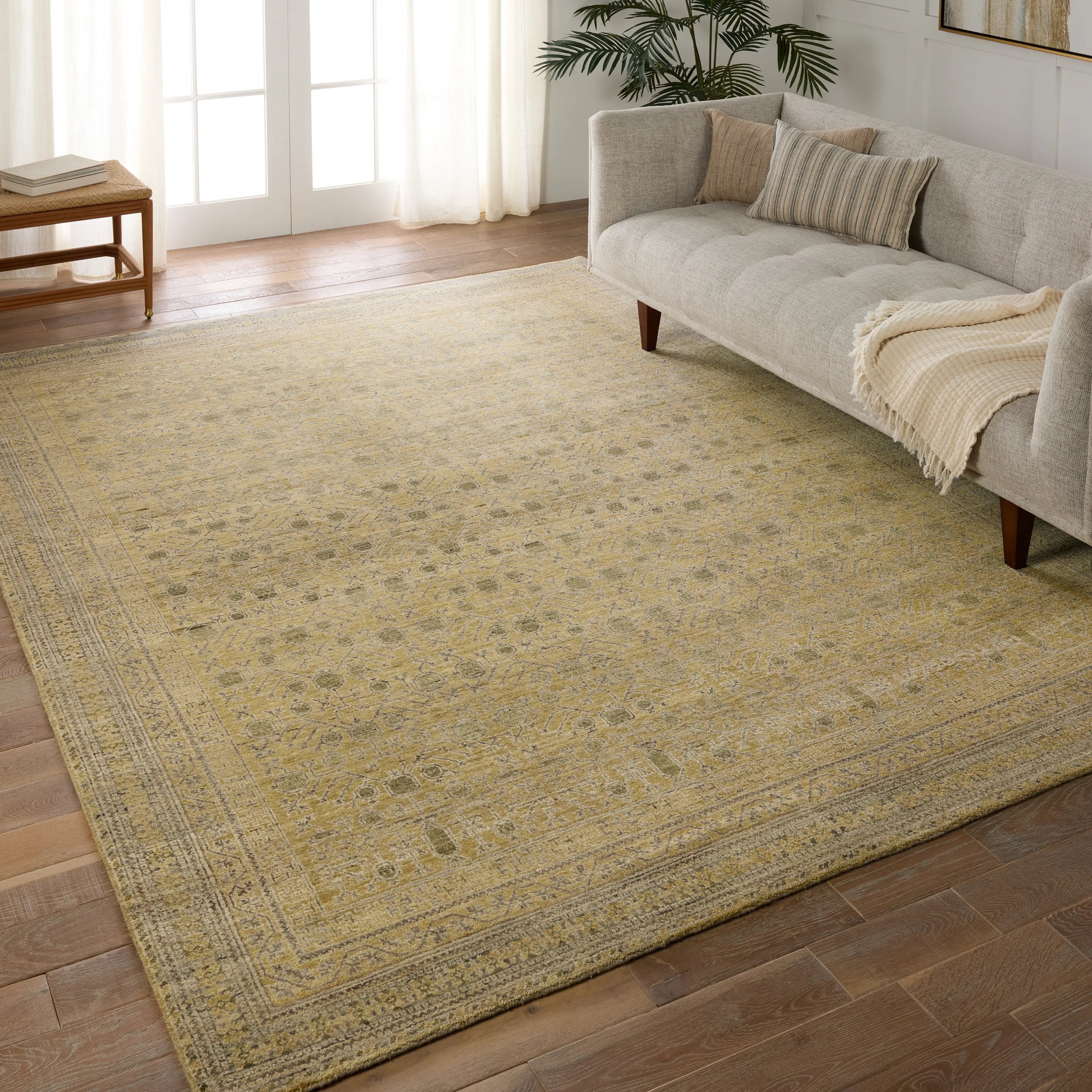 Featuring Mihret Delacor Hand Knotted Rug by Jaipur Living at Amethyst Home. The handknotted Mihret collection gathers inspiration from traditional patterns that offer elegance and a refined, modern colorway. Expertly handcrafted in India with 64 knots per square inch for unparalleled quality, the Delacor design features traditional trellis and geometric detai. Amethyst Home provides interior design, new home construction design consulting, vintage area rugs, and lighting in the Austin metro area.