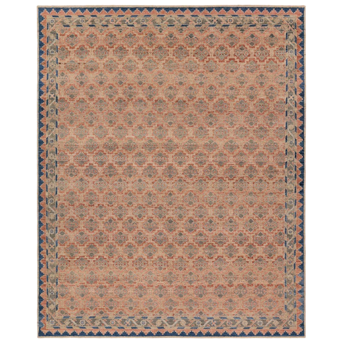 The handknotted Mihret Palasan gathers inspiration from traditional patterns that offer elegance and a refined, modern colorway. Expertly handcrafted in India with 64 knots per square inch for unparalleled quality, the Palasan design features traditional tile and geometric details and a thick border. Amethyst Home provides interior design, new home construction design consulting, vintage area rugs, and lighting in the Portland metro area.