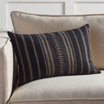 Handmade by weavers in Nagaland, India, the Nagaland Dzukou showcases the traditional loin-loom techniques of the indigenous tribes of the region. The artisan-made Dzukou throw pillow effortlessly combines heritage-rich tribal and stripe patterns with a black, taupe, and gold colorway for a stunning statement in any space. Amethyst Home provides interior design, new home construction design consulting, vintage area rugs, and lighting in the Des Moines metro area.