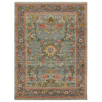 A bold colorway, high knot-count, and intricate designs define the handcrafted Novalie collection. The Elwood design features a medallion with sprawling florals and an intricate border. The blue, pink, green, gold, and gray colors provide visual intrigue and an updated traditional style. Amethyst Home provides interior design, new home construction design consulting, vintage area rugs, and lighting in the Tampa metro area.