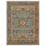 A bold colorway, high knot-count, and intricate designs define the handcrafted Novalie collection. The Elwood design features a medallion with sprawling florals and an intricate border. The blue, pink, green, gold, and gray colors provide visual intrigue and an updated traditional style. Amethyst Home provides interior design, new home construction design consulting, vintage area rugs, and lighting in the Tampa metro area.