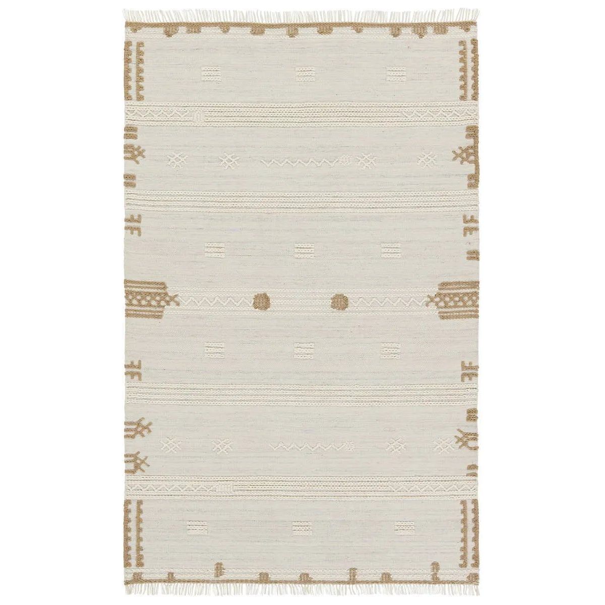 The Revelry collection marries global modernity with durable, performance fibers. The light and airy Noble area rug boasts a captivating, tribal stripe design in a stunning ivory, brown, cream, gray, and black colorway. Amethyst Home provides interior design, new home construction design consulting, vintage area rugs, and lighting in the Winter Garden metro area.