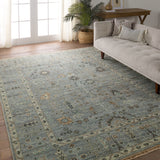 The Rhapsody collection features heirloom-quality designs of stunningly abrashed Old World patterns. The Nysa area rug boasts a beautifully washed floral motif with a decorative border. The blue tone is accented with rich green, tan, navy, and cream hues for added depth and intrigue. This durable wool handknot anchors living spaces with a fresh take on vintage style. Amethyst Home provides interior design, new construction, custom furniture, and area rugs in the Austin metro area.