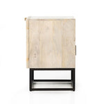 The Kelby Cabinet Nightstand adds a natural, modern feel to any space. A simple minimalist look without sacrificing storage for all your bedside needs. We love the clean lines of this piece with the intentional detailing on the front panel. Amethyst Home provides interior design services, furniture, rugs, and lighting in the Alpharetta metro area.