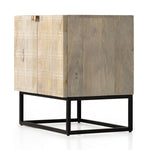 The Kelby Cabinet Nightstand adds a natural, modern feel to any space. A simple minimalist look without sacrificing storage for all your bedside needs. We love the clean lines of this piece with the intentional detailing on the front panel. Amethyst Home provides interior design services, furniture, rugs, and lighting in the Charlotte metro area.