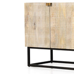 The Kelby Cabinet Nightstand adds a natural, modern feel to any space. A simple minimalist look without sacrificing storage for all your bedside needs. We love the clean lines of this piece with the intentional detailing on the front panel. Amethyst Home provides interior design services, furniture, rugs, and lighting in the San Diego metro area.