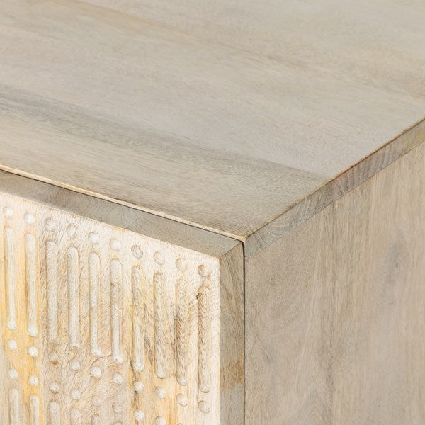 The Kelby Cabinet Nightstand adds a natural, modern feel to any space. A simple minimalist look without sacrificing storage for all your bedside needs. We love the clean lines of this piece with the intentional detailing on the front panel. Amethyst Home provides interior design services, furniture, rugs, and lighting in the Winter Garden metro area.