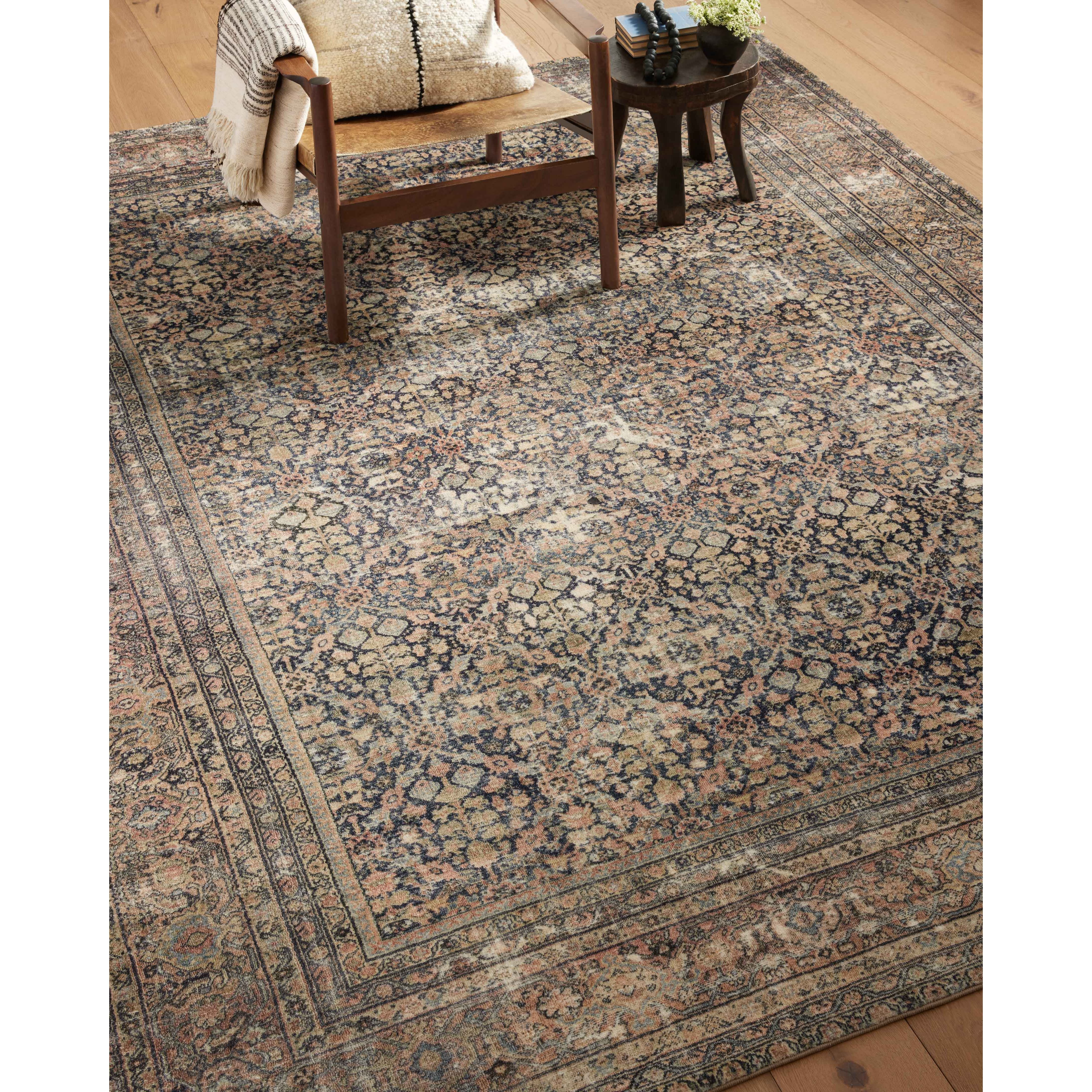 With the faded feel of an antique rug, the Amber Lewis x Loloi Morgan Denim / Multi Rug is a feat of modern printed construction. These impressive area rugs expertly blend sophisticated tones to recreate the dynamic colors of a vintage textiles. Power-loomed of CloudPile™ construction, these rugs are extra-soft to walk upon yet still durable for high-traffic rooms. Amethyst Home provides interior design services, furniture, rugs, and lighting in the Dallas metro area.